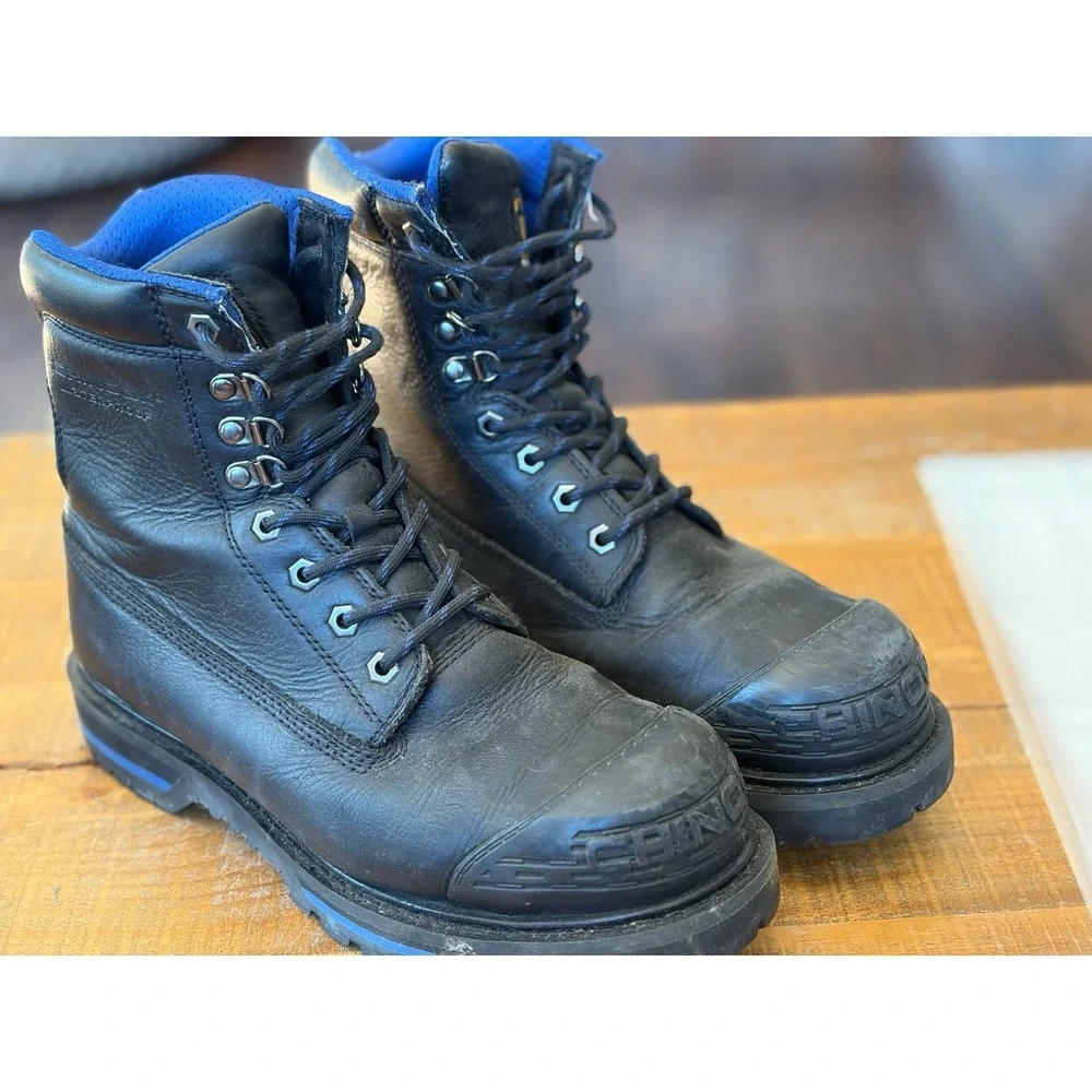 Chinook Work Boots Men's Size 11.5 Oil Rigger Steel Toe Leather Upper Black
